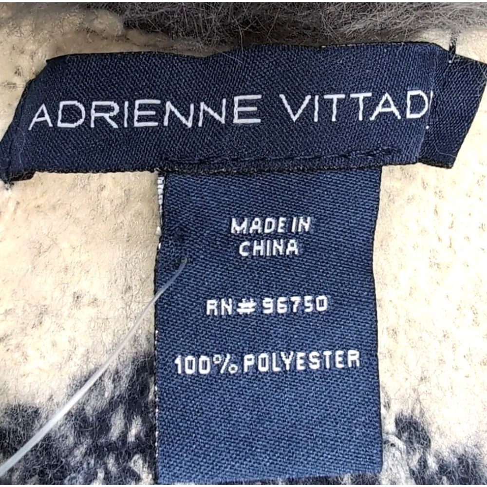 Adrienne Vittadini Faux Fur Collar Kimono Sweater Jacket Fringe Poncho One Size - Picture 3 of 6